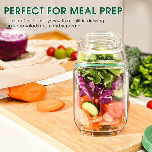 🥗Salad Jar - Salad Pod Mason Jar Side Open