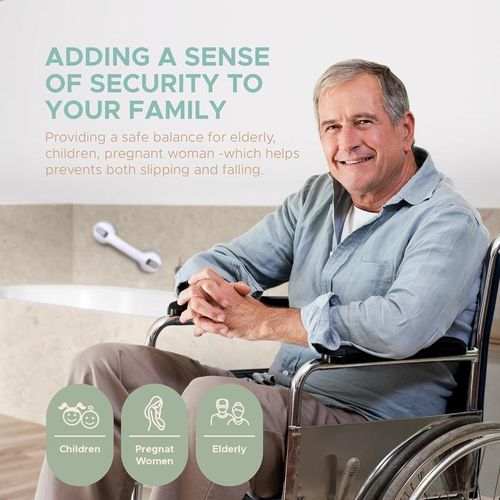 2 PACK Premium Shower Safety Grab Bar – Strong Suction Support for Seniors, Kids & Injured Family Members