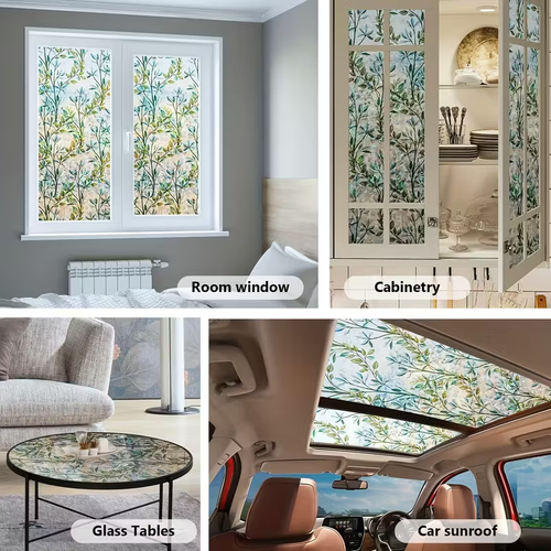 🌿3D Leaf Privacy Window Film — UV & Reusable（23.6 X 78.7 in)