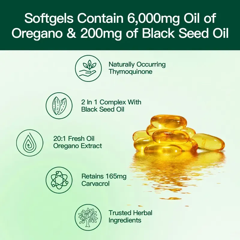 VivoNu Oil of Oregano with Black Seed Oil 300 Capsules | Natural Antioxidants | Nutritional Support | Highly Effective Dietary Healthcare Supplement