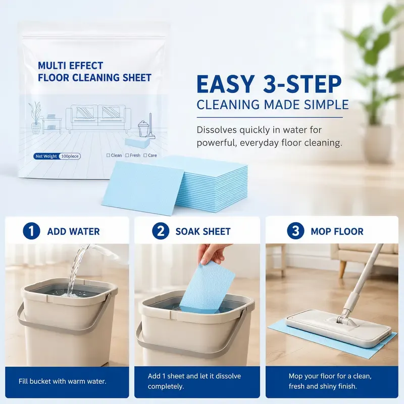 100 Piece Floor Cleaning Tablets Multi-SurfaceCleaner for Hardwood Laminate Tile & RV Walls Antibacterial Deodorization Maintenance