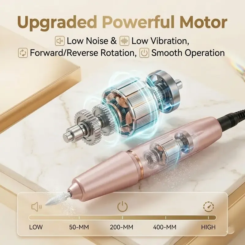Professional Cordless Electric Nail Drill Kit for Gift, 1 Box Portable Low Noise Nail Drill Machine & Nail Art Accessories, Manicure & Pedicure Tool for Home & Salon Use Nail Tools