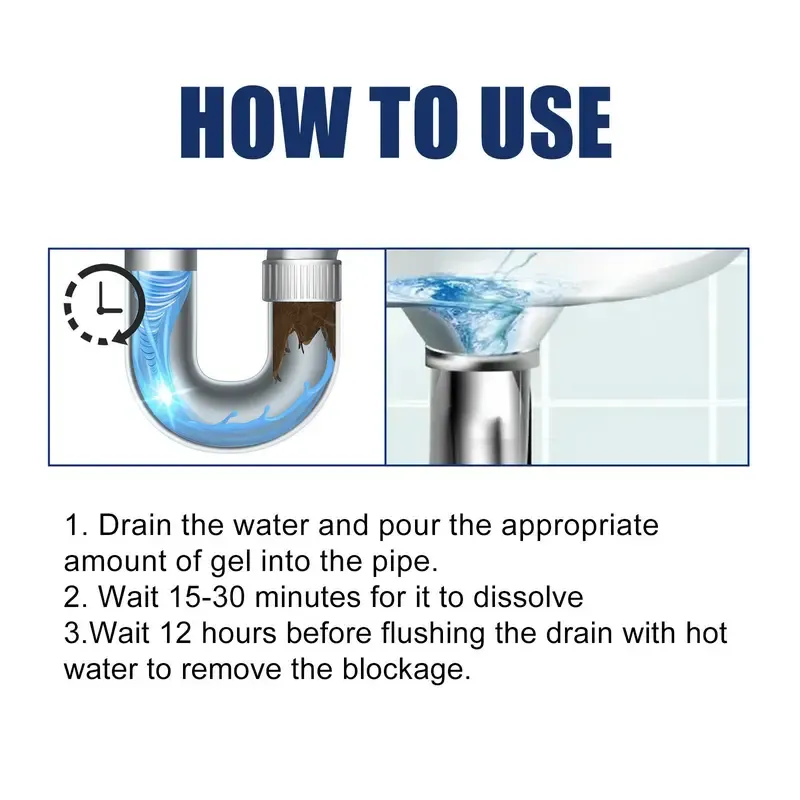 Jakehoe Pipe Unclog Gel, Sewer Multi-Effect Dissolving Pipe Obstruction Unblocking Agent