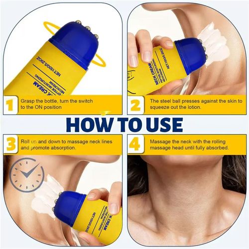 Peptide Neck Firming Cream with Cooling Roller, Fast-Absorbing Moisturizer for Crepey-Looking Skin, Fine Lines, Neck & Décolletage, 5.29 oz