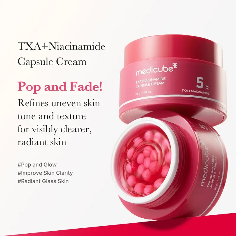 medicube TXA+Niacinamide Capsule Cream for After Spot Care Use|Ultimate Dual Radiance Moisturizer|Uneven Skin Tone, Texture, and Hydration l 99% Pure Tranexamic Acid & Niacinamide| Korean Skincare|1.94 oz