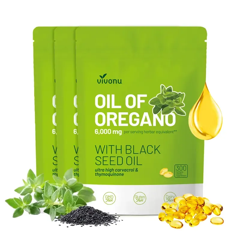 VivoNu Oil of Oregano with Black Seed Oil 300 Capsules | Natural Antioxidants | Nutritional Support | Highly Effective Dietary Healthcare Supplement