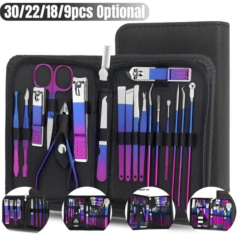 Manicure & Pedicure Tool Set, Stainless Steel Professional Nail Clippers Kit, Portable Travel Grooming Tools for Men & Women, Nail Nippers, Salon Supplies