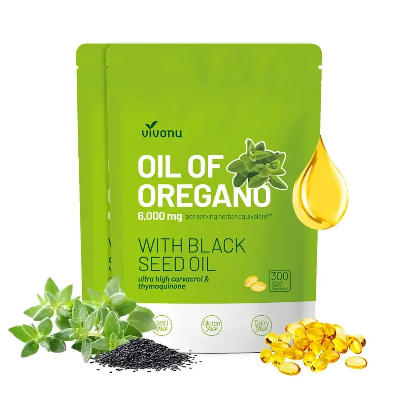 VivoNu Oil of Oregano with Black Seed Oil 300 Capsules | Natural Antioxidants | Nutritional Support | Highly Effective Dietary Healthcare Supplement