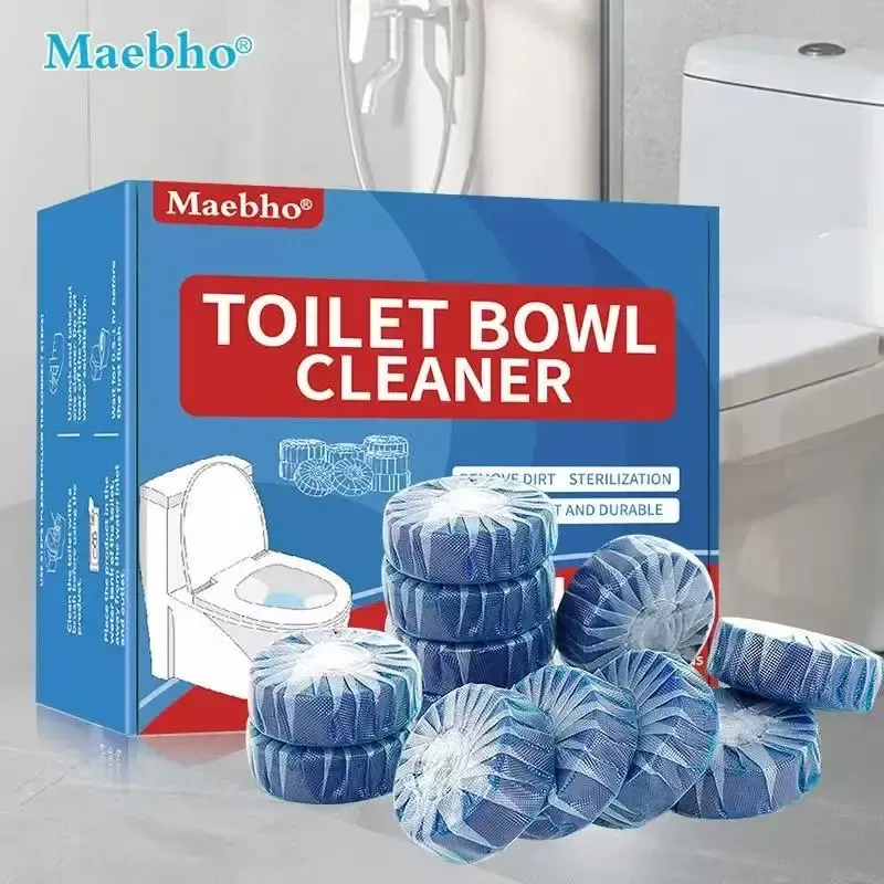 12PCS-24PCS Tank-Only Non-Bleach Wet-Activated Toilet Bowl Cleaners - Auto-Cleans Every Flush, Soluble Film, Residue-Free, Deodorizing, Stain-Resistant, Safe & Effective Household Packets, Light Blue Cleaning Water, 7-10 Days Use, Home Cleaning Supplies
