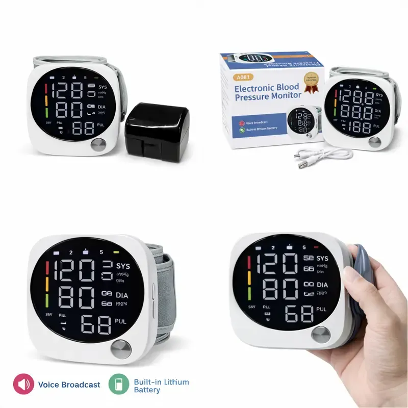 Wrist Blood Pressure Monitor with Large LED Display, Voice Broadcast, 1-Touch Operation, Automatic Power-Off, Adult Home Tracking Tool, Fits 5.3-7.6 in Wrist (Home Supplies, Party Gift Option)