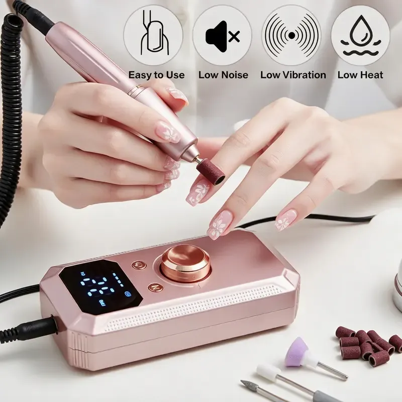 Professional Cordless Electric Nail Drill Kit for Gift, 1 Box Portable Low Noise Nail Drill Machine & Nail Art Accessories, Manicure & Pedicure Tool for Home & Salon Use Nail Tools