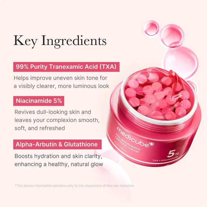 medicube TXA+Niacinamide Capsule Cream for After Spot Care Use|Ultimate Dual Radiance Moisturizer|Uneven Skin Tone, Texture, and Hydration l 99% Pure Tranexamic Acid & Niacinamide| Korean Skincare|1.94 oz