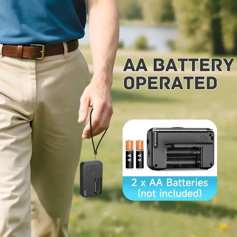 Mini Portable Am Fm Radio Player, 2aa Battery Powered, Telescopic Antenna, Loud Speaker & Headphone Jack, Ideal for Camping & Hiking