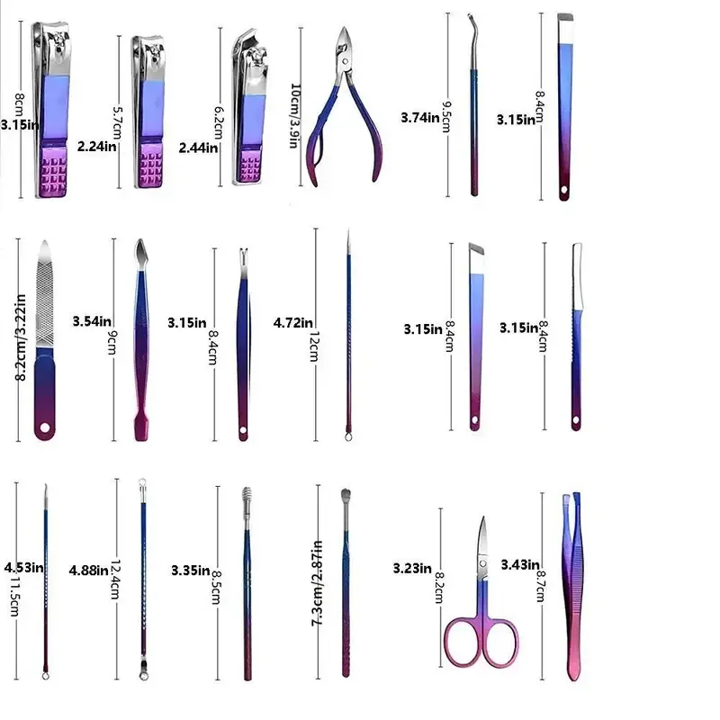 Manicure & Pedicure Tool Set, Stainless Steel Professional Nail Clippers Kit, Portable Travel Grooming Tools for Men & Women, Nail Nippers, Salon Supplies