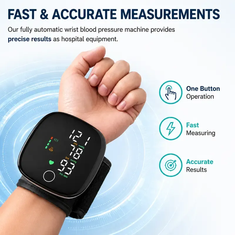 Wrist Blood Pressure Monitor with Voice Readout - Cuff BP Monitor, 99x2 Reading Memory, Large LED Display, Carrying Case for Family Healthcare, Perfect Health Gift for Parents & Dad
