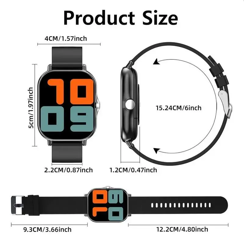 Erun 1.83-Inch HD Smartwatch, Wireless Smart Watch, Sporty Digital Watch, Sports Tracking Smartwatch with Bluetooth Calling and Weather App, Compatible with Android and iOS