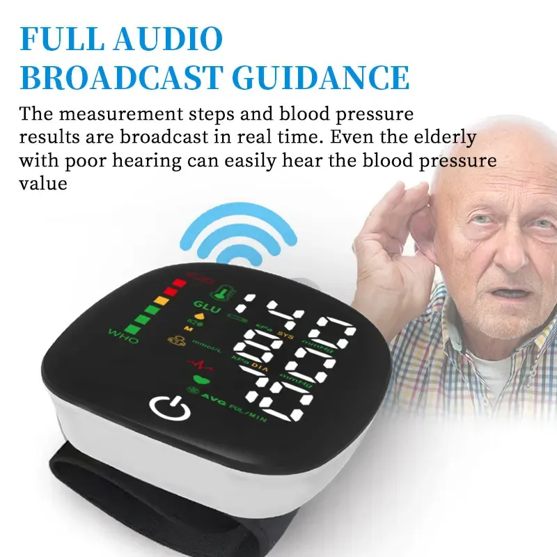 Wrist Blood Pressure Monitor with Voice Readout - Cuff BP Monitor, 99x2 Reading Memory, Large LED Display, Carrying Case for Family Healthcare, Perfect Health Gift for Parents & Dad