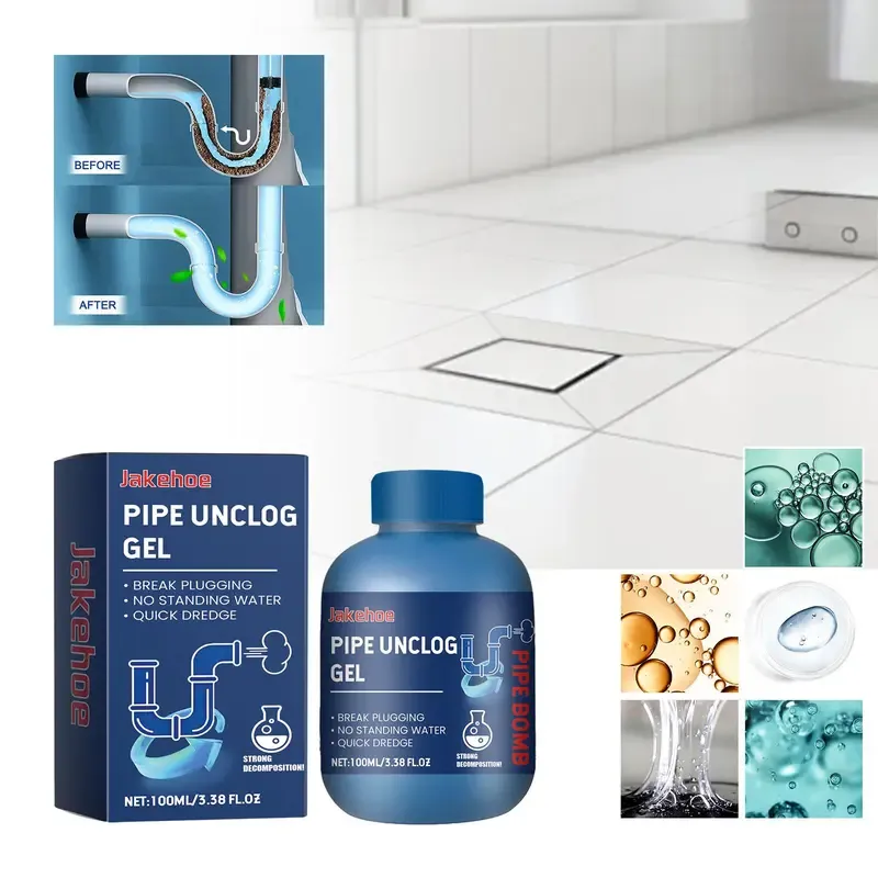 Jakehoe Pipe Unclog Gel, Sewer Multi-Effect Dissolving Pipe Obstruction Unblocking Agent