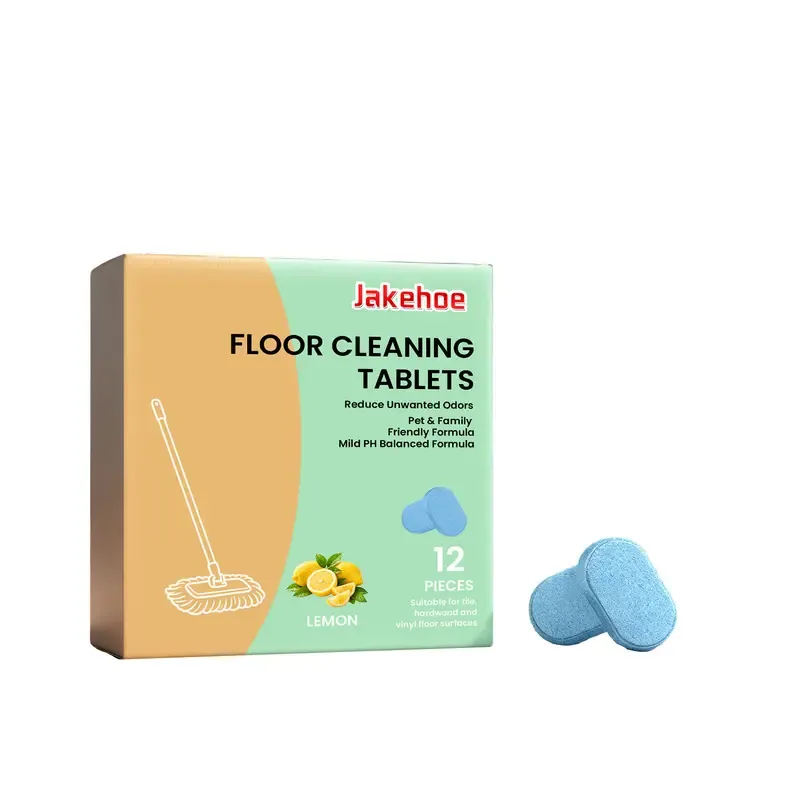 JAKEHOE 12 Pack Floor Cleaning Tablets With Fresh Lemon Scent, Effectively Eliminate Dirt, Grime & Unpleasant Odors, Fast Drying Formula Leaves Without Damaging Flooring, Multi-Surface Household Floor Cleaner Safe For all Household Floor Cleaning