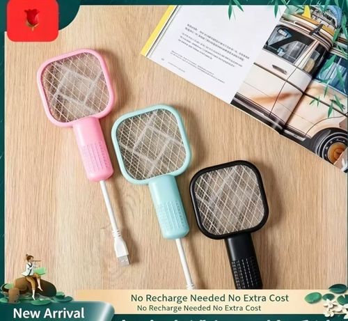 Compact Multifunctional Mini Electric Fly Swatter with Mosquito-Attracting Light (USB Rechargeable)