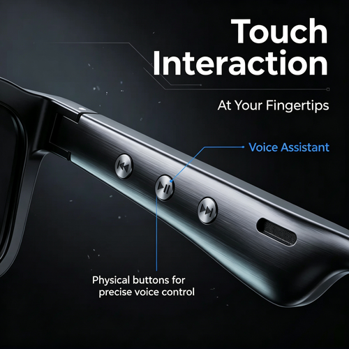 AI Smart Glasses Multifunctional eyewear featuring translation capabilities, Bluetooth audio (music-navigation), and integrated Huaqiangbei-style earphone functionality.