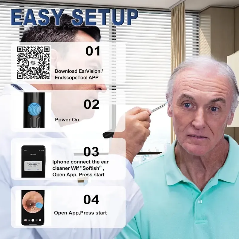 Ear Hygiene Earwax Cleaning Kit - 1080P HD Visual Ear Wax Removals Tool with Camera, Compatible with iPhone & Android, Self Care Products, Gifts for Him Cool Gifts for Guys Spring Set -fathersdaygift,back to school,back to school haul