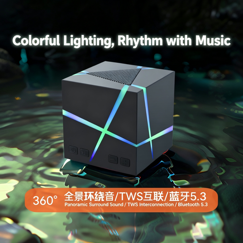 Creative Cube Bluetooth Speaker – Mini Desktop Wireless Speaker with High-Quality Audio & Subwoofer (Ideal Birthday Gift for Computers)
