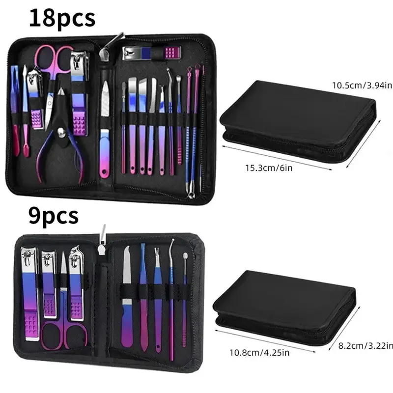 Manicure & Pedicure Tool Set, Stainless Steel Professional Nail Clippers Kit, Portable Travel Grooming Tools for Men & Women, Nail Nippers, Salon Supplies
