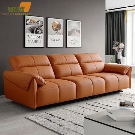Luxury Modern Corner Furniture Custom Genuine Leather Modular Reclining Sofa Set Electric Recliner Extendable Foldable Massage