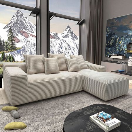 Modern Luxury Modular Corduroy Sofa Set Comfortable Compression Convertible Design Customized Luxury Compressed Sofa