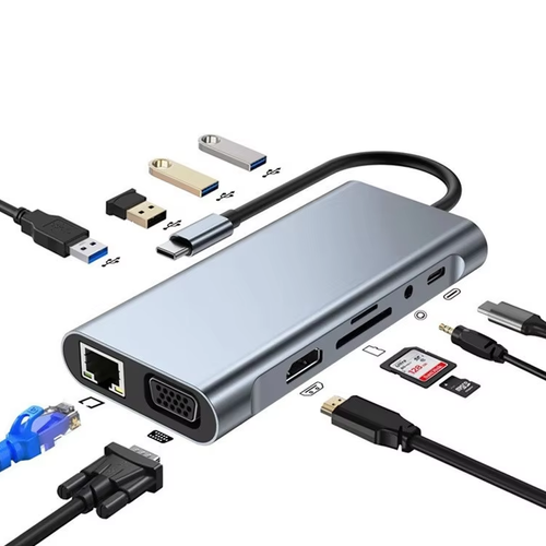 Hub USB C 4K 30Hz Tipo C para HDTV Adaptador compatível com USB 3.0 Hub 10 em 1 Tipo C Estação de ancoragem PD 87W USB C Splitter para MacBook Pro e Air