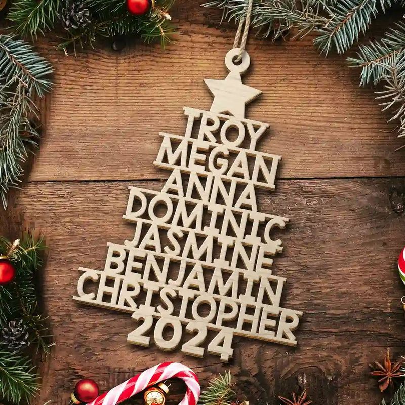 Christmas Tree Family Bestie Coworker Custom Name - Gift For Family, Coworker, Besties - Personalized Wooden Cutout Ornament  Christmas Tree Family Bestie Coworker Custom Name - Gift For Family, Coworker, Besties - Personalized Wooden Cutout Ornament
