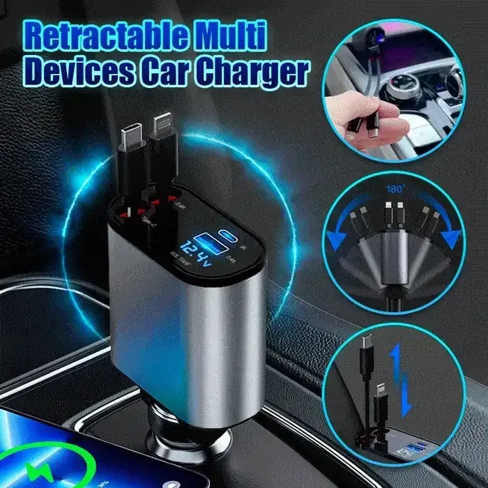 4 IN 1 Retractable Super Fast Car Phone Charge