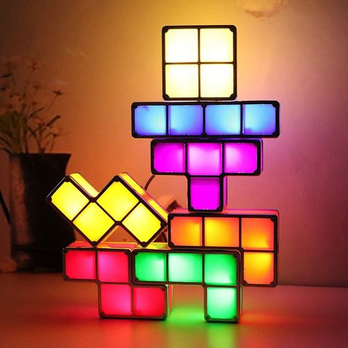 Tetris Lamp Stackable Night Light,Puzzle Lamp 7 Colors led Blocks DIY Kids Gifts