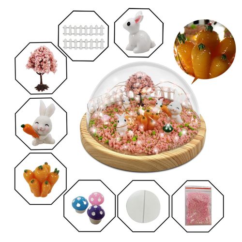 DIY Rabbit Night Light Materials Romantic Bunny Lamp Bedside Lamp for Home