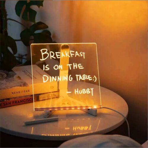 Acrylic DIY Note Board LED Night Light Creative Message Board Holiday Lamp With