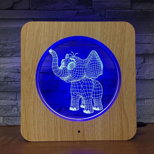 LED Photo Frame Night Light Elephant Shaped DIY 7 Colors Home Decor Table Lamp