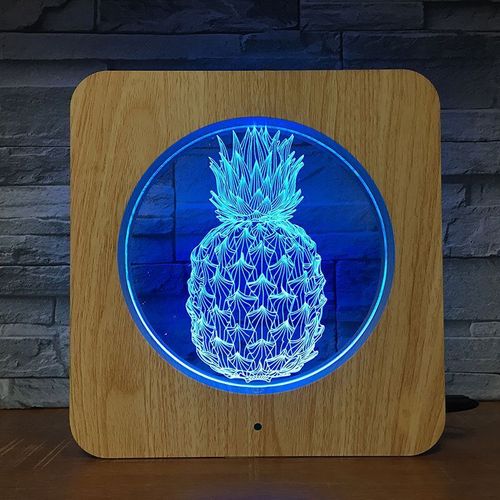 LED Plastic Night Light DIY 3D Pineapple Fruit Design Kids Home Decor Table Lamp