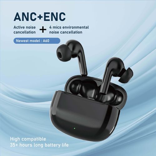 A60 Pro Private Mould Real ANC ENC Tws Earbuds True Wireless Stereo Noise Cancel BT 5.3 Earphone Low Latency Headset