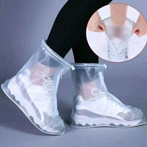 Mid-tube thick waterproof shoe covers non-slip wear-resistant rain shoe covers men and women rainproof shoe covers zipper PVC shoe covers