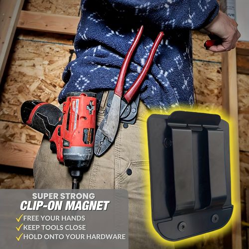 Powerful Magnetic Tool Holder - Clip-On Belt Magnetic Leather Pouch