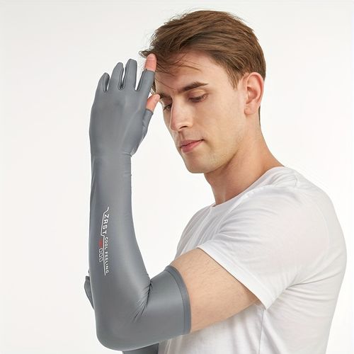 Grey Ice Feel UV Protection Arm Sleeves, Unisex, One Size