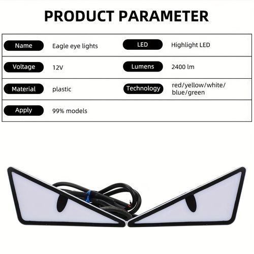 Motorcycle License Plate Screw Lights Triangle Devil Eyes