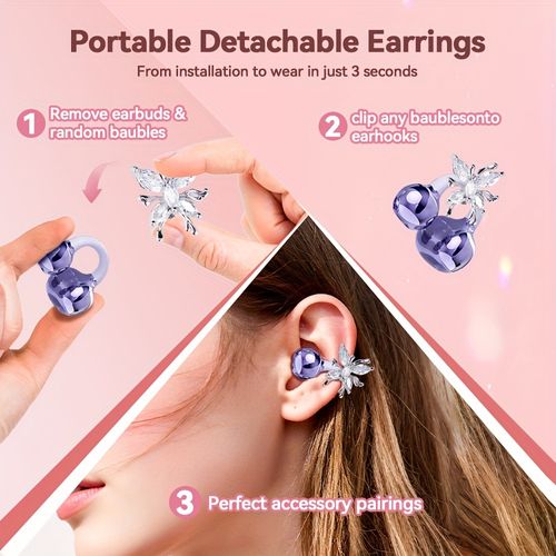 2026 New Non-In-Ear Headphones, Butterfly Earring Design for Music