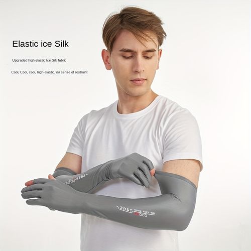 Grey Ice Feel UV Protection Arm Sleeves, Unisex, One Size