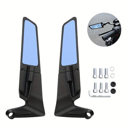 Universal stylish motorcycle stealth wing mirrors, fully adjustable.