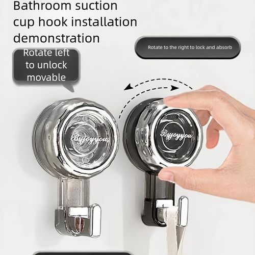 3 suction cup hooks, vacuum drill-free bracket