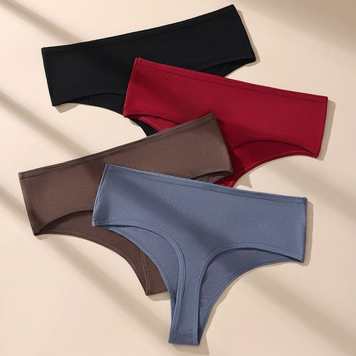 4 Pieces Cotton Women High Waist Seamless Thongs - Tummy Control & Hip Lifting