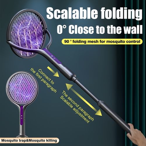 Rotatable & Retractable Automatic Mosquito-Attracting Electric Swatter