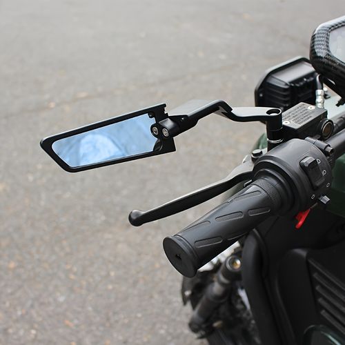 Universal stylish motorcycle stealth wing mirrors, fully adjustable.